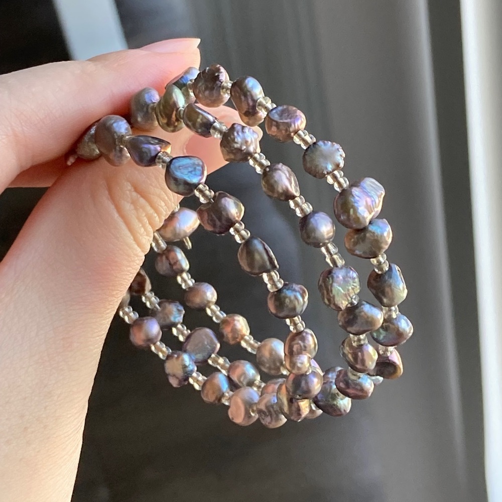 Vintage Real Genuine Purple Pearl Bracelet